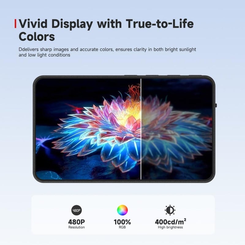 synco شاشة مراقبة سيلفي Xview M4 لهاتف vlog لكاميرا iPhone و Android الخلفية، شاشة سيلفي مغناطيسية سوداء مع مكبر صوت مدمج للبث المباشر على YouTube و TikTok - Image 5